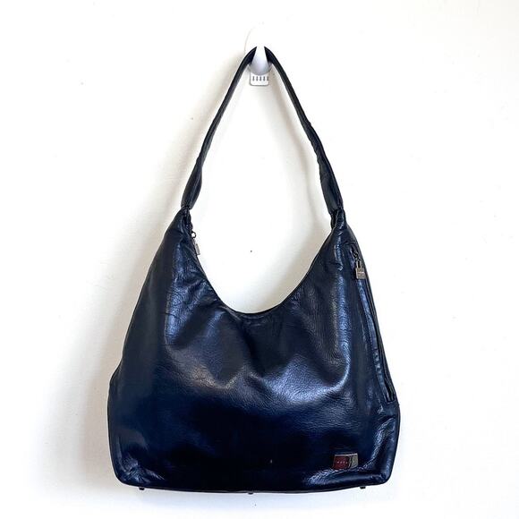 Perlina New York Black Soft Leather Hobo Shoulder Bag Purse Handbag - Picture 1 of 8